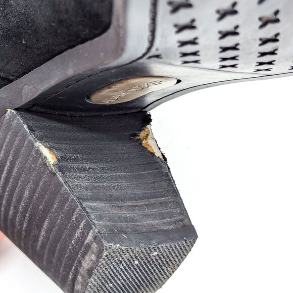 Adam Tucker Women Pelican Black Distress Suede Zip Heel Mid Boots sz 10 - Picture 11 of 11